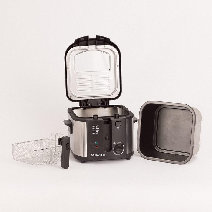 Олійна фритюрниця з сірою прозорою кришкою / 4 попередньо встановлені програми смаження