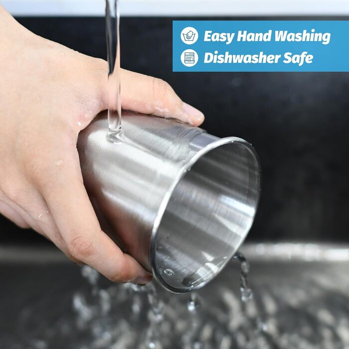 Набір кухлів з нержавіючої сталі, металеві склянки для пиття, 10 предметів багаторазових стаканчиків для води, портативний набір посуду для кемпінгу, подорожей, дому та ресторану (16 унцій/450 мл)