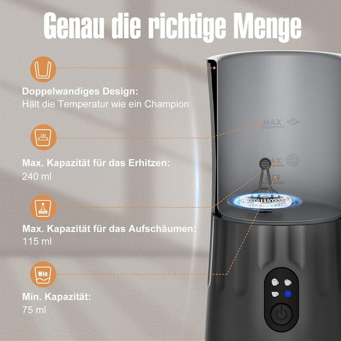 Піноутворювач для молока Ovetedot, піноутворювач для молока 4-в-1 електричний для гарячого і холодного молока, автоматичне вимкнен