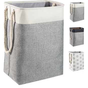 Великий кошик для білизни 78 л, складаний кошик для білизни з мотузковими ручками кошик для зберігання підходить для спальні праль