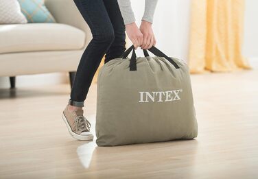 Надувний матрац двомісний Intex Adult Queen Pillow Rest з Fiber-Tech Bip,  з піднятою спинкою верх чорний/низ синій