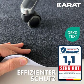 Захисний килимок для підлоги KARAT 100 x 120 см, темно-сірий - килимок для офісного крісла з поліестеру, захисний килимок для підлоги, підкладковий килимок, захисний килимок для ламінату, паркету, твердих підлог (Viking)