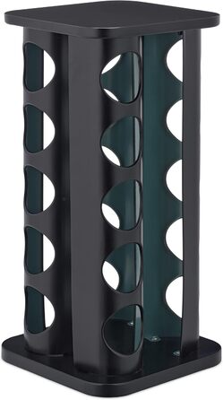 Карусель для спецій Relaxdays з 20 баночками для спецій, включаючи вставку-шейкер, обертова, багаторазова підставка для спецій для кухні, чорна