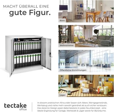 Картотечна шафа, що замикається, металева шафа з циліндричним замком безпеки, офісна шафа, що замикається, багатоцільова сталева шафа, 3 полиці з регульованою висотою, 90 x 40 x 90 см - сірий