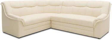 Кутовий диван DOMO. колекція Berlin, позачасовий шкіряний кутовий диван з високоякісною пружинною оббивкою, L-подібний диван зі штучної шкіри, 3-місний з правого боку, диван 205 x 250 x 89 см, бежевий (кремовий) Бежевий 3-місний з правого боку