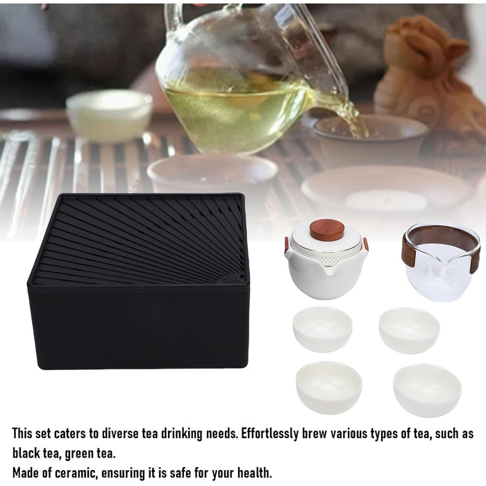 Китайський чайний сервіз RiToEasysports для подорожей, керамічний набір для чаювання в стилі кунг-фу з чайником, чашками та зручним кейсом для зберігання, ідеальний для поціновувачів чаю