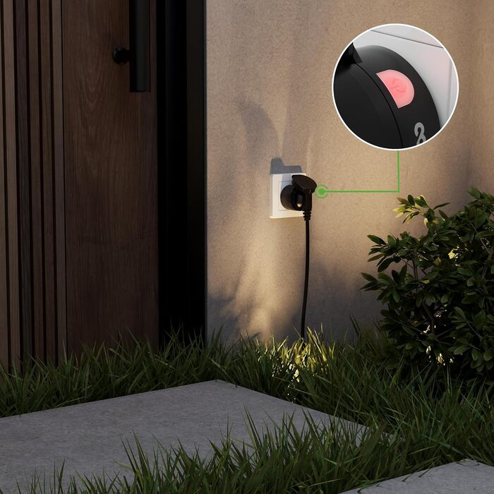 Бездротові розетки conecto з дистанційним керуванням назовні, 2300 Вт, 230 В, 1 х розетка з бездротовим пультом, зовнішній комплект, IP44, енергозбереження, радіус дії 30 м, чорний