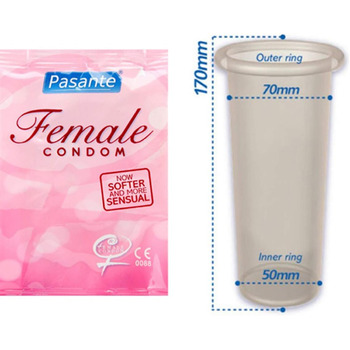 Презервативи Pasante Internal, жіночі презервативи без латексу (femidom) - гіпоалергенні, без гормонів та безпечні для шкіри, 3 шт. и (1 упаковка)