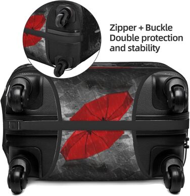 Чохол для валізи BAFAFA з принтом Червона парасолька, захист від подряпин та пилу, еластичний, чорний, розмір 80