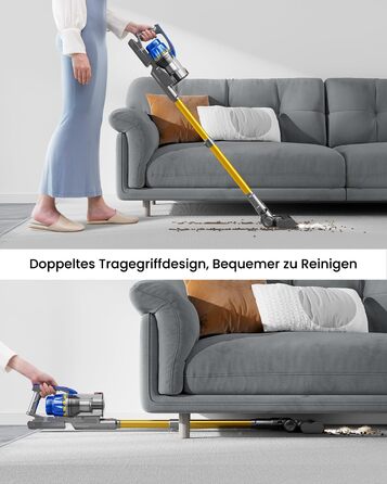 Акумуляторний пилосос Anyson, 45KPA/550 Вт, час роботи 60 хвилин, подвійна ручка, 1,5 л пилосос, OLED-дисплей для твердої підлоги/