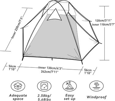 Намет Forceatt для кемпінгу на 2-4 особи, водонепроникний, 3-4 сезони, надлегкий намет з невеликим розміром у пакувальному спорядженні, купольний намет, миттєве встановлення, для трекінгу, активного відпочинку, фестивалів, 2 особи - темно-зелений