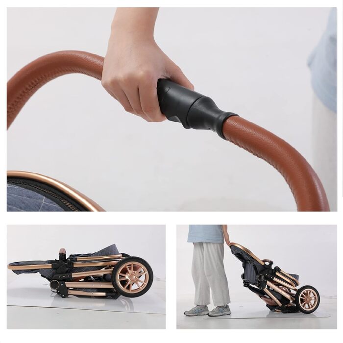 Коляска Gcarebb 3 в 1, коляска-тростина з автокріслом, складна портативна коляска в один клік, комбінована коляска з алюмінієвою р