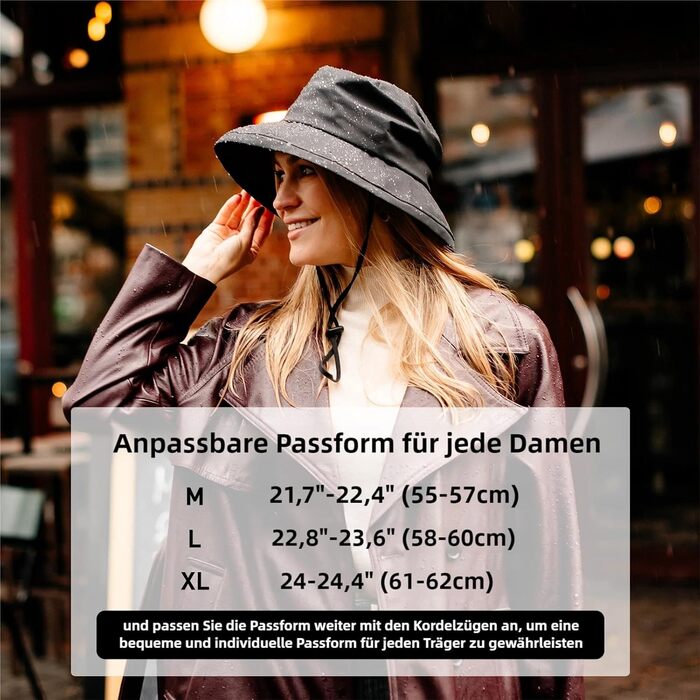 Складана жіноча дощова шапка Comhats, сонцезахисна шапка з ремінцем від підборіддя UPF50, водонепроникна, розмір M, 00737Чорний/Синій