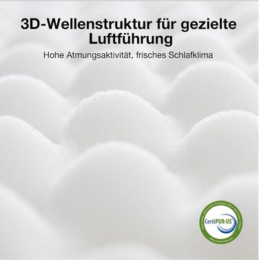 Матрац Novilla 140x200, H3 7-зонний пружинний матрац з кишеньковою структурою для цілеспрямованої підтримки, хвилеподібний шар комфортної піни для покращеної повітропроникності, сертифікований Oeko-Tex, висота 25 см x 25 см, 140 x 200 см