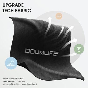 Ігрове крісло Douxlife з тканини та функцією масажу, розширена пружинна подушка сидіння, ергономічне офісне крісло, ігрове крісло для ПК з підставкою для ніг, 158 кг, чорний колір