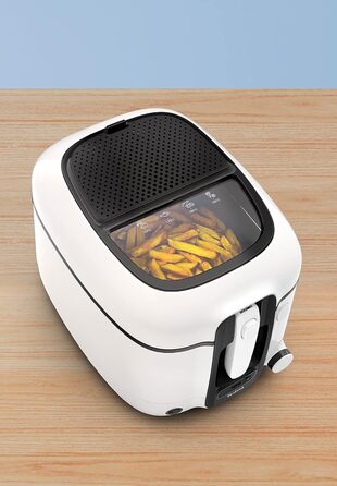 Фритюрниця Tefal Super Uno FR3140 в т.ч. таймер Ємність 2,2 літра Запчастини, які можна мити в посудомийній машині Антипригарне покриття Фільтр для видалення запахів Захист від бризок Знімний контейнер Білий/Чорний Super Uno з таймером білий/чорний