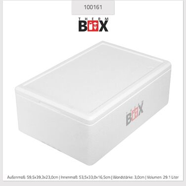 Пінопластовий контейнер 29 Вт Товщина стінки 3 см Об&39єм 29,1 л Внутрішні розміри 53x33x16 см Ізольований контейнер Холодильник Контейнер для підігріву Багаторазовий