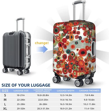 Чохол на валізу Абстрактні квіти, еластичний, водостійкий, захист валізи для подорожей та роботи (для валіз розміром 45,7 - 81,3 см), Чорний, Великий розмір