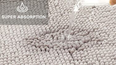 Килимок для ванної fluffy Chenille для кутових душових кабін з нековзною підкладкою (L-подібна форма Внутрішні розміри 50 x 50 см, сірий) L-подібна форма 50 x 50 см сірий