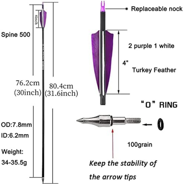 Рекурсивний лук ILF (правий), 60" / 145 см, 20–50 lb, чорний — комплект для стрільби (6 стріл)