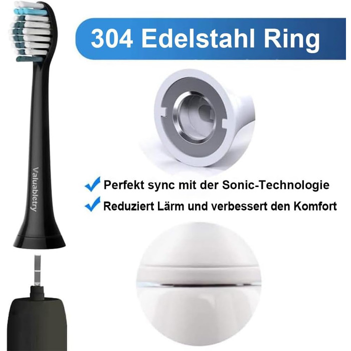 Змінних щіток Whitening Clean, сумісних з електричною зубною щіткою Philips Sonicare, 8 білих і 8 чорних щіток., 16