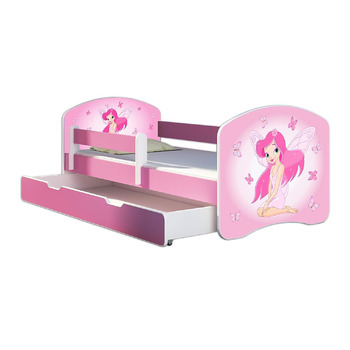 Дитяче ліжко Молодіжне ліжко з однією шухлядою та матрацом Захист від випадіння Рожевий 70 x 140 80 x 160 80 x 180 ACMA II (07 Рож