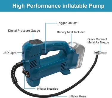 Акумуляторний компресор QUPERR для акумулятора Makita 18 В, електричний акумуляторний повітряний компресор 10,34 бар / акумуляторн