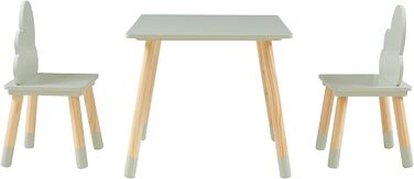 Дитячий стіл з 2 стільцями Ігровий стіл Hovle Дитячі стільці зі спинкою у формі хмари Дитяча група сидінь Дитячі меблі Дитячий стіл для малювання Дерев&39яний М&39ятно-зелений