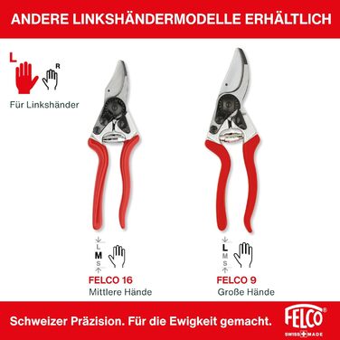 Садові ножиці FELCO 4 для великих правшів, ріжуть гілки діаметром до 25 мм, довжиною 210 мм, з канавкою для соку, ковані ручки, надійний інструмент для всіх завдань з різання. FELCO 4 Single