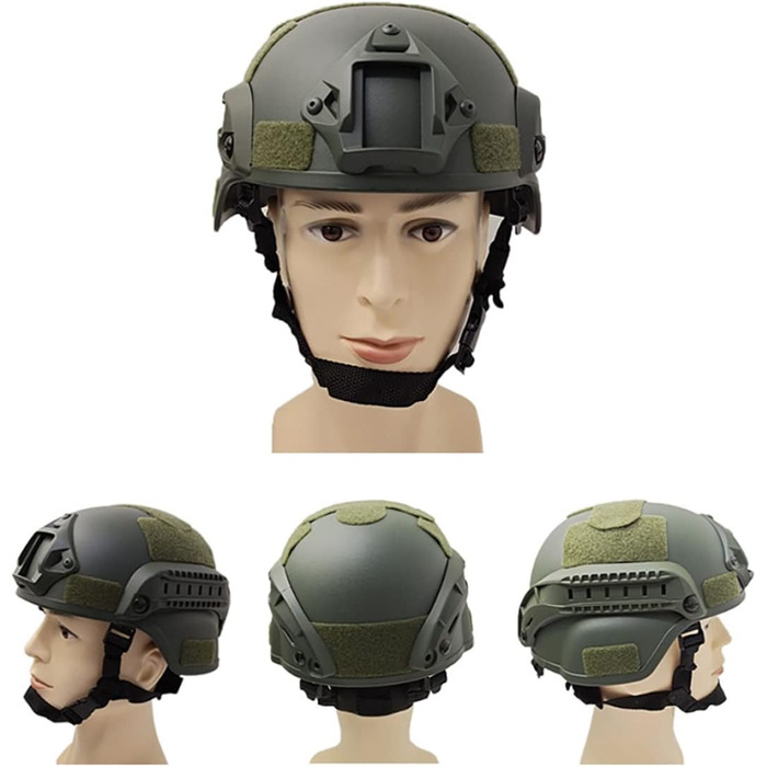 Шолом Fast Padded 22.05-23.62 дюйма одного розміру, страйкбольний шолом, універсальний пейнтбольний шолом, регульована бічна планка, кріплення для NVG, захисний шолом для полювання, зелений страйкбольний шолом, бамп-шолом для пейнтболу