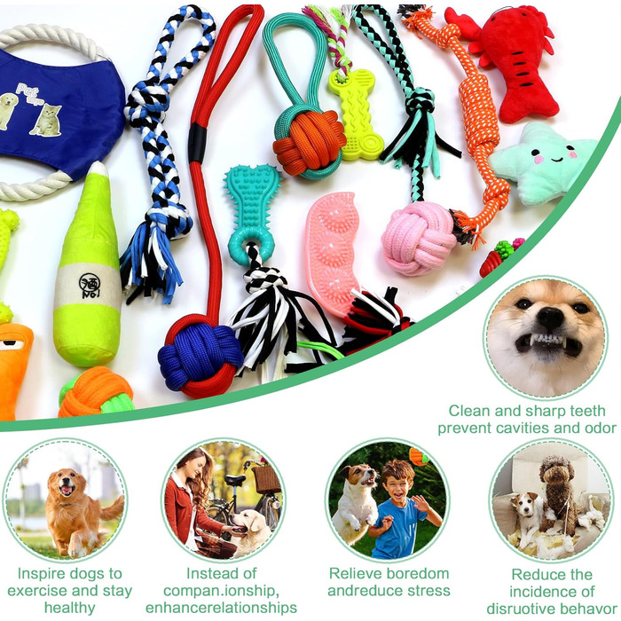 Набір Dog Chew Toys Rope Ball Собаки, міцні зуби, які жують міцні іграшки Набір для дресирування зубів Набір іграшок для собак для маленьких великих і середніх собак, 2