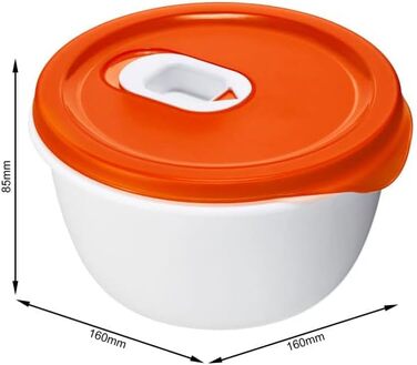 Набір із 3 мисок для мікрохвильової печі Rotho Micro Clever 0,8 л з кришкою та клапаном, червоно-білий, стандартні 3 x 0,8 л
