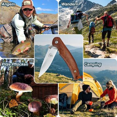 Кишеньковий ніж AUBEY Маленький, гострий складаний ніж міні-ніж зі сталевим лезом 440, дерев'яною ручкою, лайнерним замком - EDC н