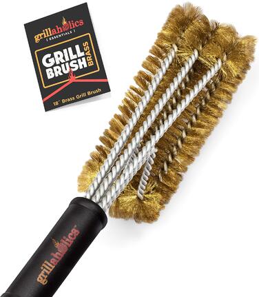 Щітка для гриля Grillaholics Essentials з латуні м'яка латуна для безпечного очищення порцелянових та керамічних решіток