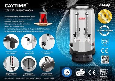 Чайник Caytime A8 - Чайник, утеплений з подвійною стінкою - Samovar, Semaver 8 літрів Аналог 8 л