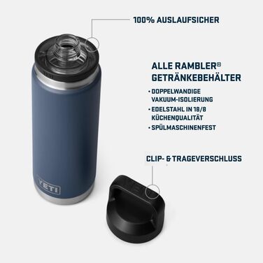 Пляшка YETI Rambler з кришкою Chug, чорна, 769 мл (26 унцій)
