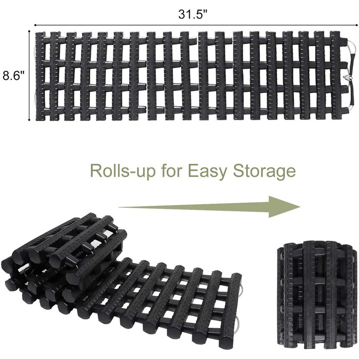И Набір допомоги при зчепленні з тягою Килимок для відстеження в снігу, льоду або бруді 80 x 22 см, 2 шт.