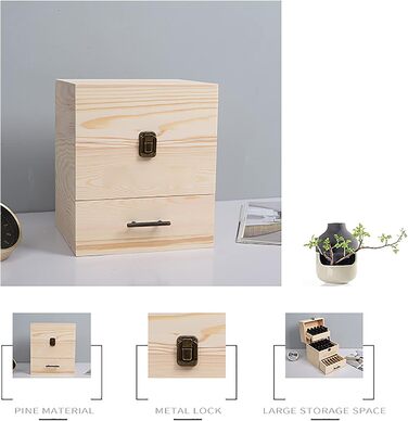 Рівневий дерев&39яний футляр для зберігання ефірних олій, футляр для ефірних олій, коробки для зберігання на 59 отворів, для флаконів об&39ємом 15 мл та 10 мл, лак для нігтів, 3-рівневий, 59 отворів, 3-