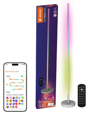 Розумна світлодіодна торшерна лампа LEDVANCE SMART WIFI для непрямого освітлення, Magic RGB, диммер, сріблястий алюміній, незмінна лампа