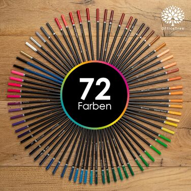 Набір кольорових олівців OfficeTree 72 - Професійні кольорові олівці для дорослих - На масляній основі, м&39які грифелі, висока пігментація, включає аксесуари - Набір олівців для художників - Олівці для малювання