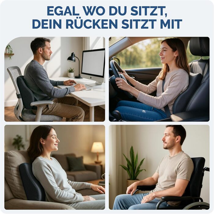 Ергономічна спинка Blumtal з піни з ефектом пам&39яті - підтримуюча поперекова подушка чохол, сертифікований OEKO-TEX - спинна подушка із застібкою - опора для спини - подушка для опори спини - поперекова подушка