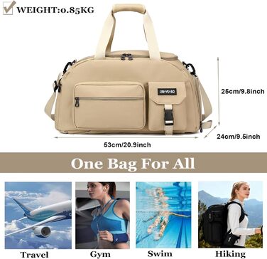 Спортивна сумка для чоловіків та жінок, дорожня сумка 32 л з відділенням для взуття, відділенням для вологи, тренувальна сумка з рюкзаком, дорожня сумка для вихідних, сумка для ручної поклажі, сумка для плавання для спорту, для подорожей, для спортзалу, с