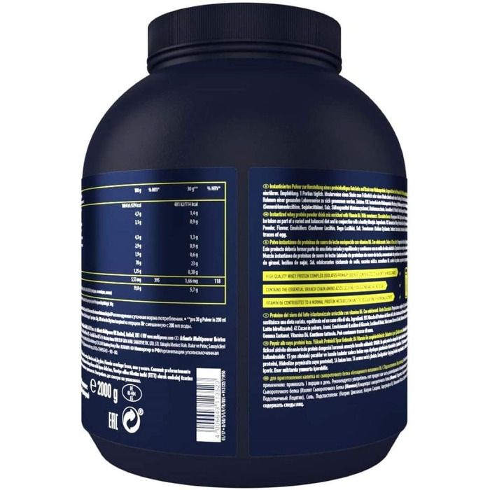 Протеїн 100% Pure Whey, Multipower, Шоколад, 2 кг — водорозчинний порошок з концентратом та ізолятом сироватки, 21 г білка на порцію