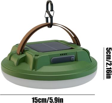 Сонячна лампа, світлодіодна лампа з 4 режимами та акумуляторною батареєю Ліхтар для кемпінгу на випадок відключення електроенергії Для використання в приміщенні та на вулиці, для походів, альпінізмом, нічної риболовлі, відключення електроенергії, зелений