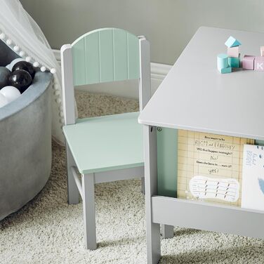 Дитячий стіл зі стільцями SoBuy KMB88-HG, комплект дитячих сидінь для приміщень, комплект дитячого столу та стільців, художній стіл для дітей, група сидінь, світло-сірий