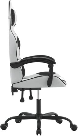 Ігрове крісло Gecheer Офісне крісло Ігрове крісло Ергономічне ігрове крісло Поворотне ігрове крісло Біле та чорне зі штучної шкіри