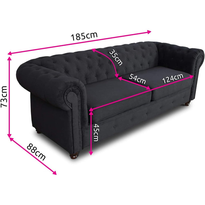 Диван Sofnet Chesterfield Asti 2-місний, комплект 2-місних диванів, комплект диванів, диван з дерев&39яними ніжками, м&39який диван - Glamour Design, велюр (темно-зелений (оксамит 78))