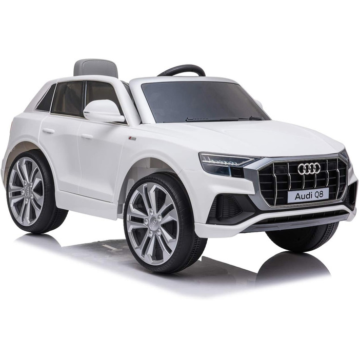 Дитячий електромобіль Audi Q8 - ліцензійний акумулятор 12В та 2 двигуни - 2,4ГГц MP3 шкіра Єва (Біла) Біла