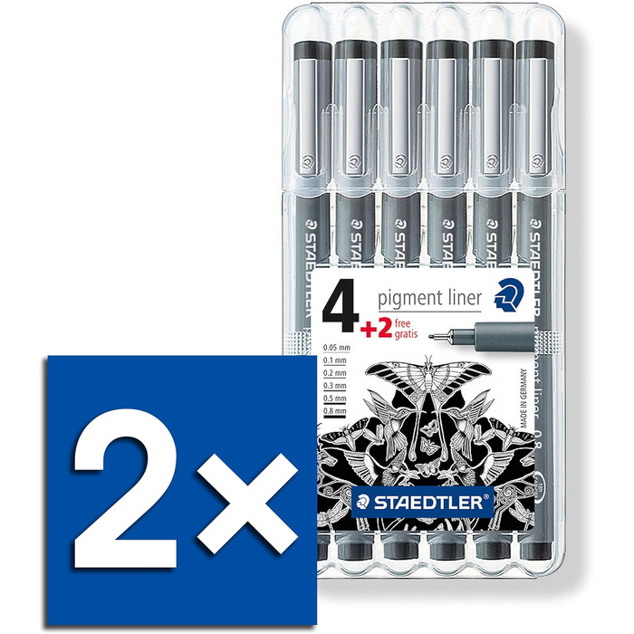 Пігментний вкладиш Staedtler 308 SB6P, 4 шт. и та 2 шт. и безкоштовно, в подвійній упаковці в коробці