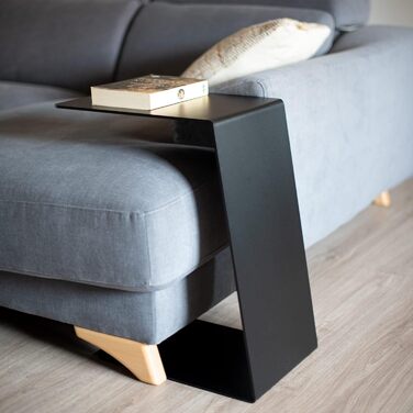 С-подібний журнальний столик MILUKA, чорний метал, 30x40 см Невеликий столик для вітальні, столик для дивана або столик для ноутбука Сучасний дизайн для вітальні та балкону